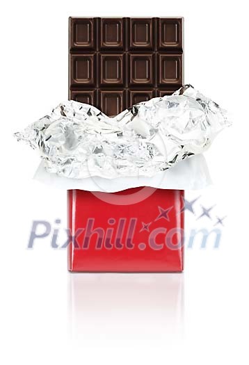Isolated dark brown chocolate bar Isolated dark brown chocolate bar