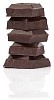 Isolated dark chocolate pieces piled up