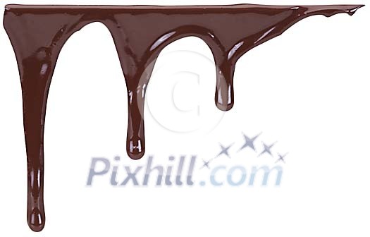 Isolated melted chocolate dripping