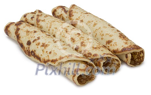 Isolated pancake rolls Isolated pancake rolls