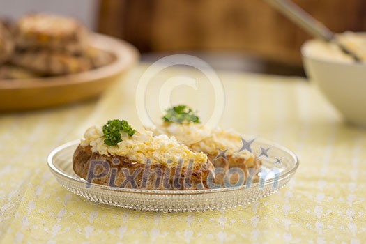 Karelian pasty with egg butter on a plate