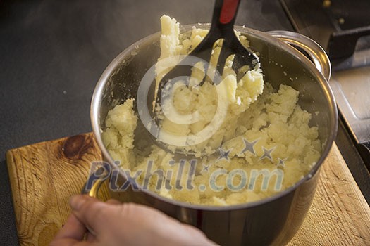 Making of mash potatoes Making of mash potatoes
