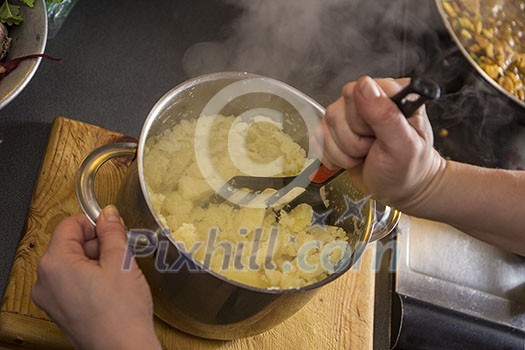 Making of mash potatoes Making of mash potatoes