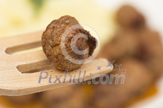 Meatball on a fish slice Meatball on a fish slice