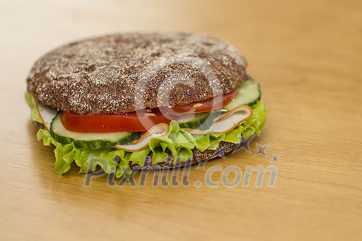 Closeup of rye bread sandwich