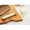 Rye bread with butter and a glass of milk