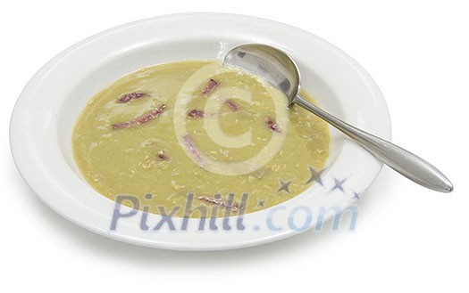 Isolated bowl of pea soup