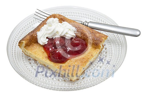 Isolated pancake with jam and whipped cream Isolated pancake with jam and whipped cream