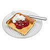 Isolated pancake with jam and whipped cream