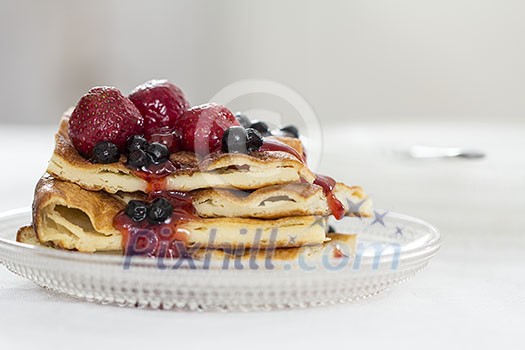 Pile of pancakes with jam Pile of pancakes with jam