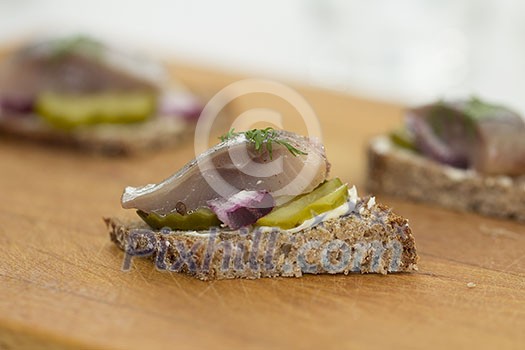 Rye bread with herring