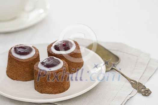 Runeberg torte on a plate Runeberg torte on a plate
