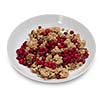 Isolated bowl of oatmeal porridge with cowberries
