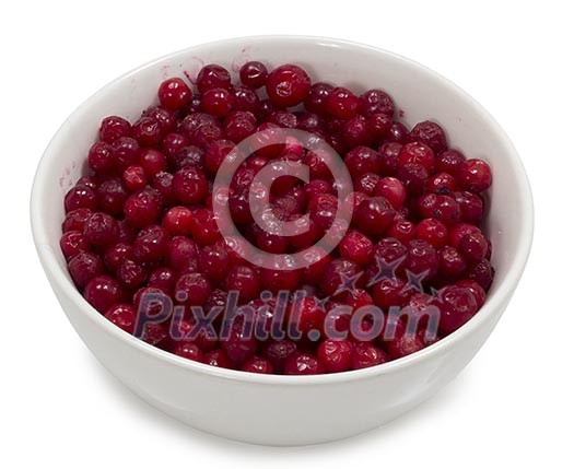 Isolated bowl of cowberries