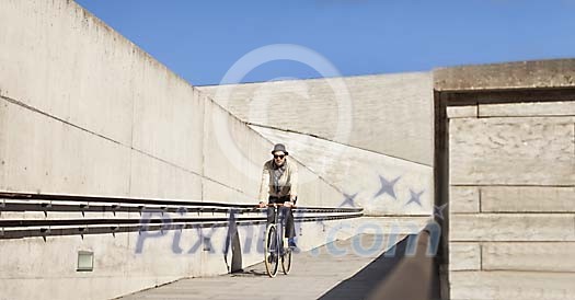 Man biking on a sunny day