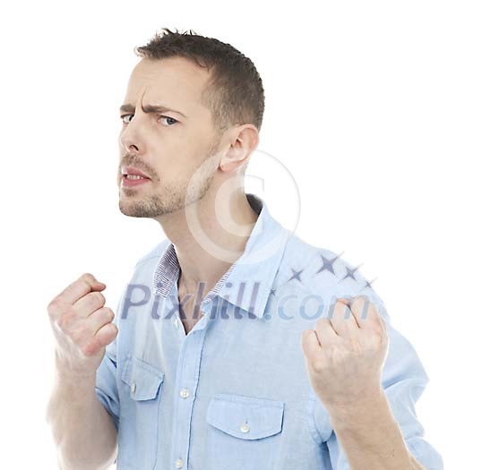 Isolated angry man ready to fight
