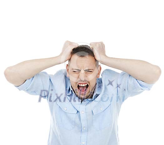 Isolated angry man screaming Isolated angry man screaming
