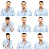 Isolated man giving different expressions