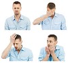Isolated man showing different emotions