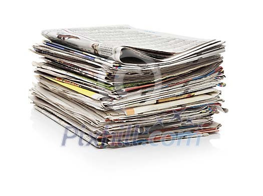 Isolated stack of newspapers