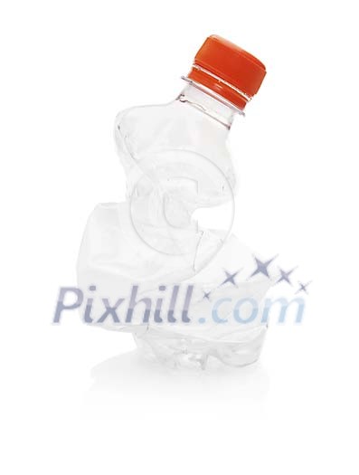 Empty plastic bottle on a white background