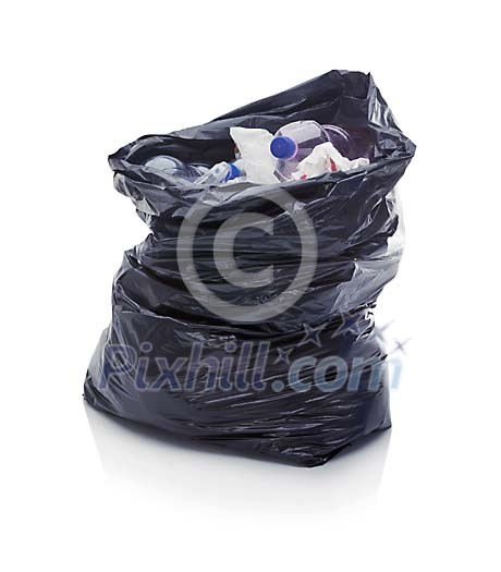 Garbage bag full of trash