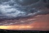 Evening clouds over a small town