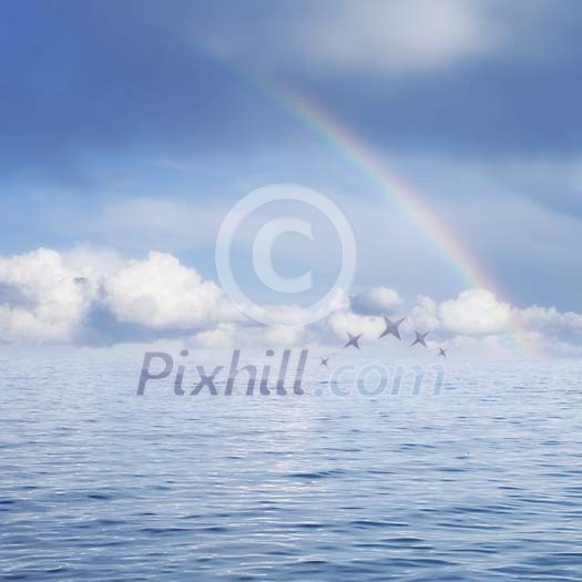 Rainbow coming from the sea Rainbow coming from the sea