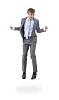 Businessman jumping for joy