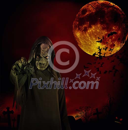 Monster in the cemetary in the night Monster in the cemetary in the night