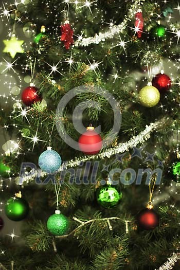 Background of a decorated christmas tree