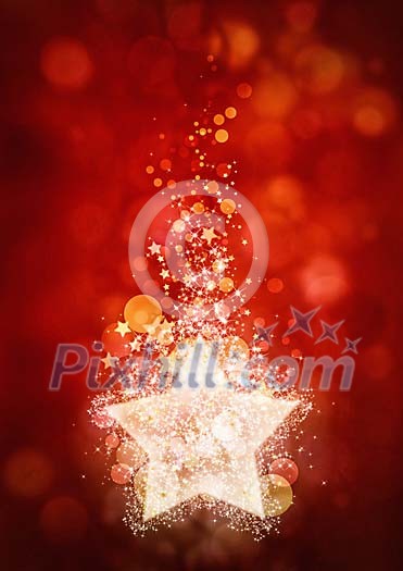Shining christmas star on a red background