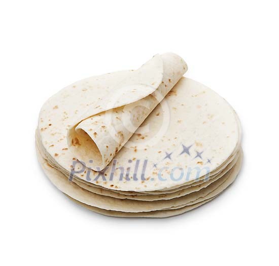Isolated tortilla pile Isolated tortilla pile