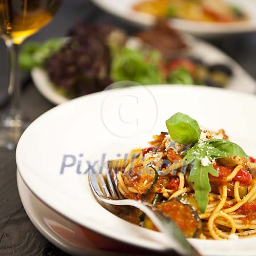 Pasta portion on a plate Pasta portion on a plate