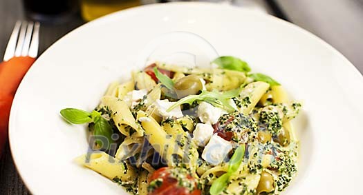 Pasta portion on a plate Pasta portion on a plate