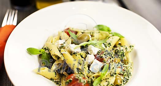 Pasta portion on a plate