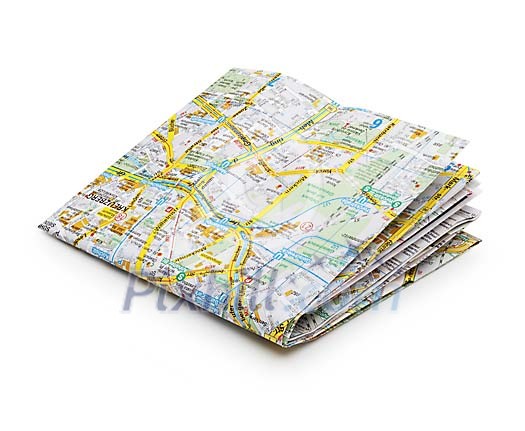 Isolated folded city map