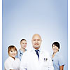 Professional healthcare team in a portrait with copy space