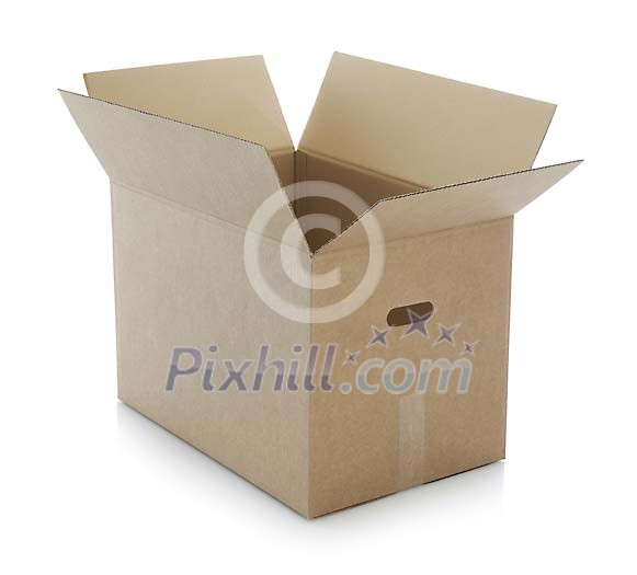 Brown cardboard box with hand made clipping path Brown cardboard box with hand made clipping path