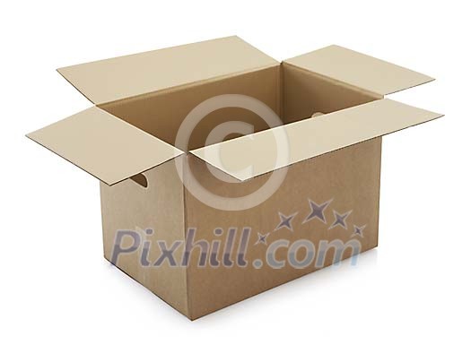 Brown cardboard box with hand made clipping path Brown cardboard box with hand made clipping path