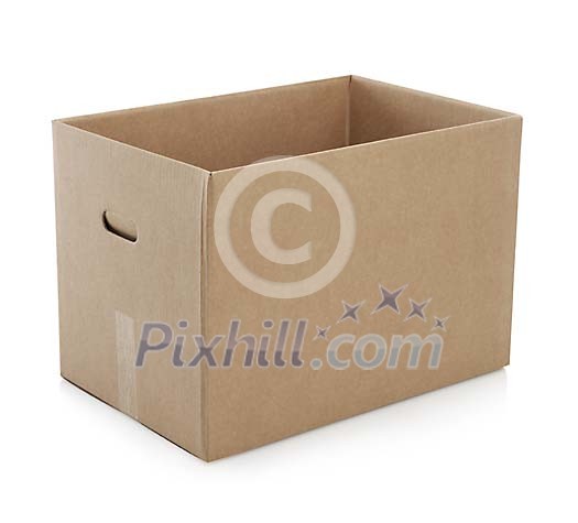 Brown cardboard box with hand made clipping path Brown cardboard box with hand made clipping path