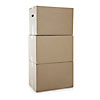 Pile of three brown cardboard boxes with hand made clipping path