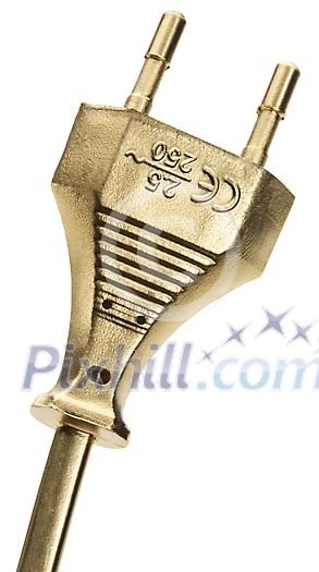 Golden electricity plug with clipping path