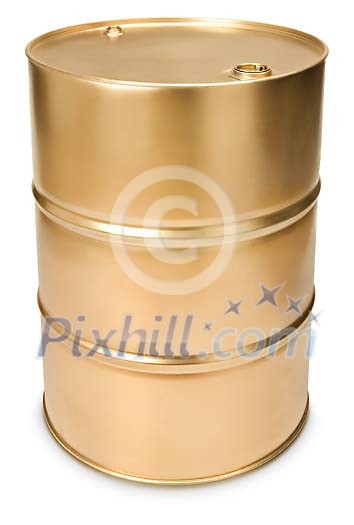 Golden oil barrel with clipping path