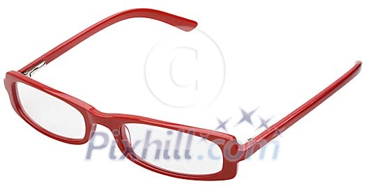 Red eyeglasses with clipping path