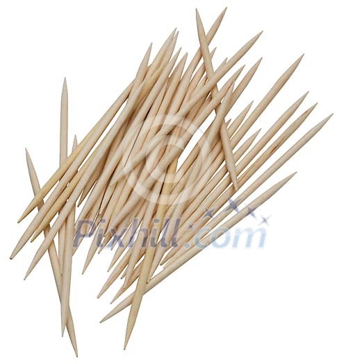 Bunch of wooden toothpicks with clipping path