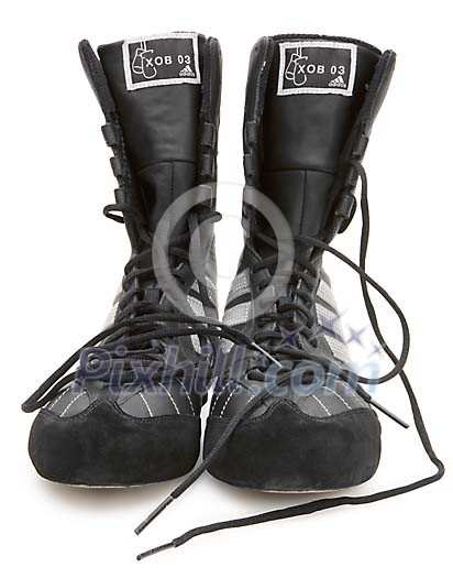Black boxing shoes with clipping path