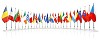 EU flags in a row (clipping path included)