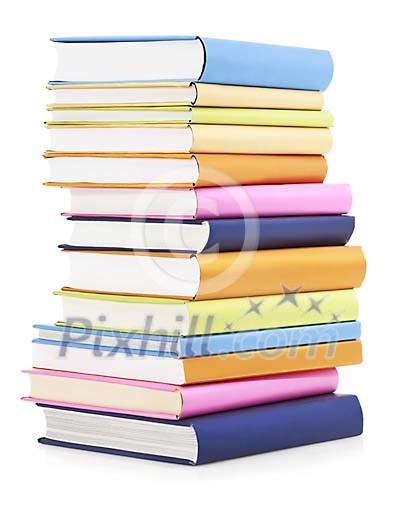 Pile of colourfull books (clipping path included)