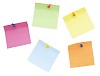 Colorfull notes on wall with clipping path